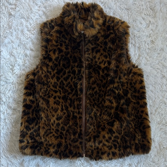 J. Crew Animal Print Faux Fur Vest - Picture 2 of 6